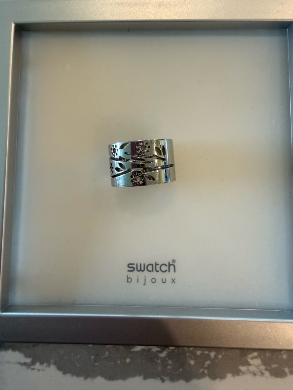 Swatch Silver Floral Band Ring